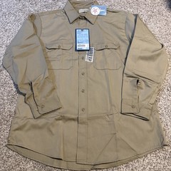 Vintage Sears Fieldmaster Perma-Prest Work Shirt XL 17.5 Tan Green NWT