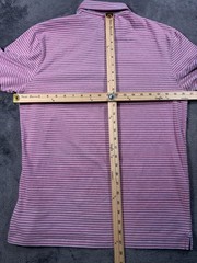 Johnnie-O Hangin Out Polo Shirt Mens Medium Red Stripe Surf Pocket Stretch