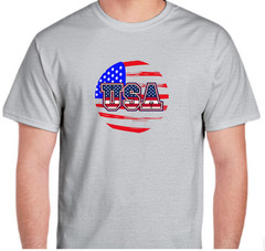USA American Flag in Circle Sport Gray T-Shirt M Soft Style Patriotic Tee
