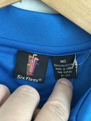 Six Flags Shirt Adult Medium Blue Short sleeve Polo Employee Work Wear NWT
