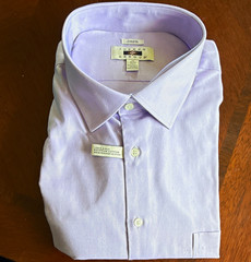 Joseph Abboud Non-Iron Purple Cotton Solid Dress Shirt Classic Fit 20 36/37