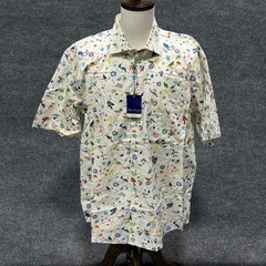 Alan Flusser Shirt Mens XL Multicolor Bird Floral Short Sleeve Button Up Casual