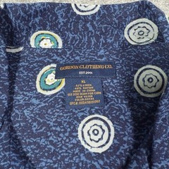 Gordon Clothing Co Tiki Print Short Sleeve Hawaiian Shirt Men’s Sz XL Navy Blue
