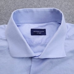 Proper Cloth Dress Shirt Mens 16 34 Regular Fit Blue White Micro Houndstooth