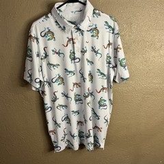 Chubbies Men’s Golf Polo Size Large Lizard/Iguana Print