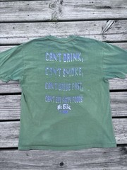 90s No Fair Life Wear Hanes Beefy T Men’s L Green Double-Sided Graphic T-Shirt