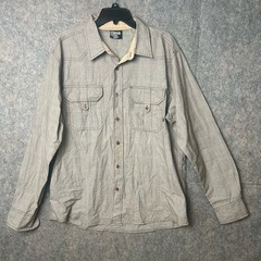 Vintage Mecca Men’s XL brown striped front pockets long sleeve button down shirt