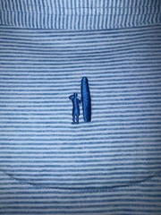 johnnie-O Men’s Polo Shirt XXL Blue/White Striped Short Sleeve Stretch UPF 50