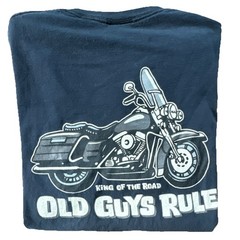 Old Guys Rule Motorcycle Graphic Black Cotton T-Shirt Men’s Size M Short Sleeve