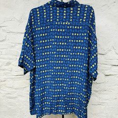 Avirex Loop Collar Rayon Shirt AOP Spellout Logo All Over Print 3XL Vintage y2k