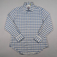 Robert Graham Shirt Mens Large Blue Check Classic Fit Silk Blend Button Down