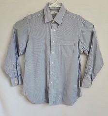 Tom James Custom Made Tailored Shirt USA XL Blue White Stripe, NWOT