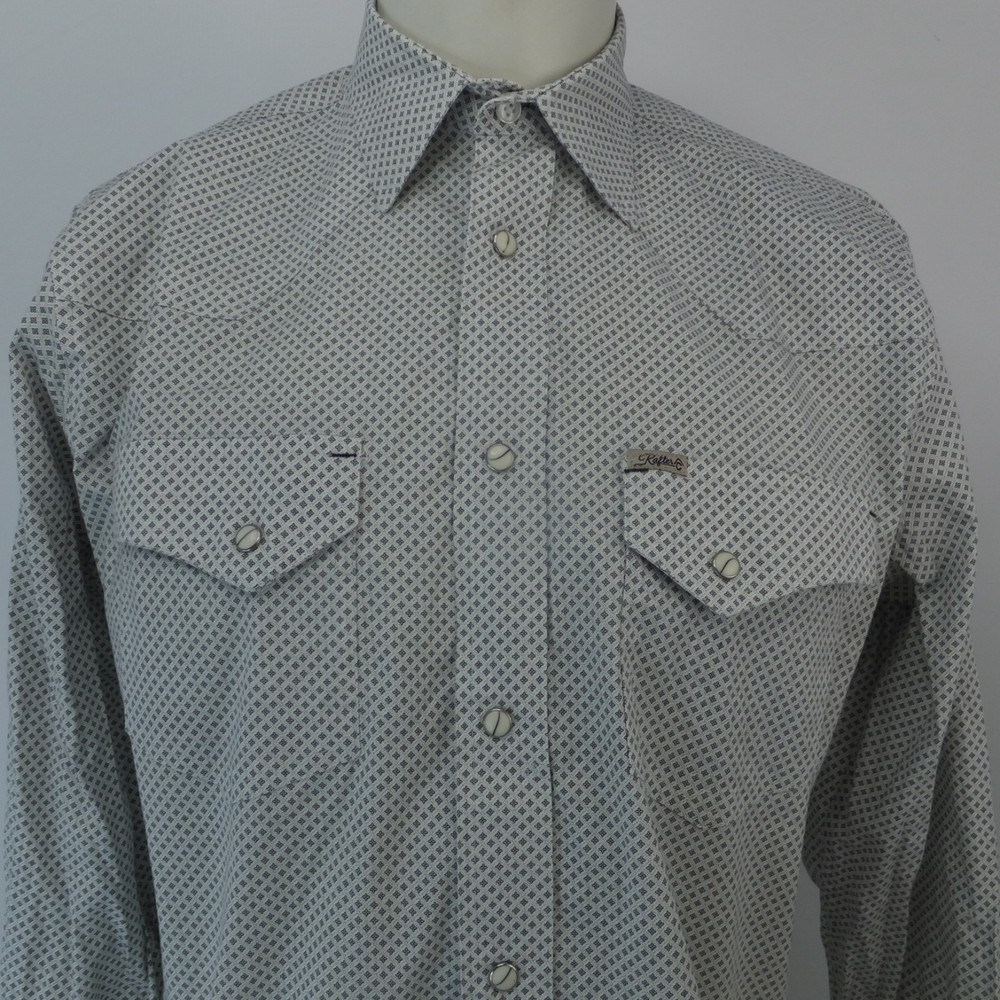 Rafter C Pearl Snap Shirt Men’s M Gray Pro Flex 45 Performance Cowboy Collection