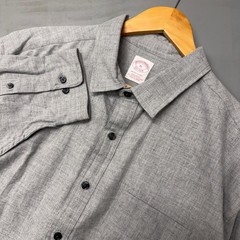 NEW Brooks Brothers Flannel Shirt Grey Cotton Wool Blend NWT Regular Fit XL