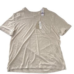 Tommy Bahama Palmetto Dunes Henley Short Sleeve Striped Beige T-Shirt XXL B&T