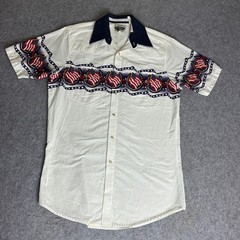 Vintage Cumberland Outfitters Mens M Western Pearl Snap Shirt American Flag