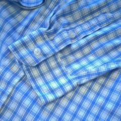 Chaps Men’s XL Regular Blue/White Plaid Cotton Woven BD LS Button-Up Shirt