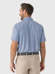 Johnnie-O Mens Featherweight Four Leaf Polo Shirt Lake Blue XL NWT