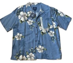 Caribbean Joe Men’s Blue Floral Tropical Short Sleeve Button-Down Shirt NWT