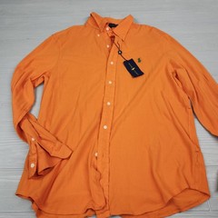 Ralph Lauren Featherweight Mesh Orange Long Sleeve Buttonup Shirt Size XL NWT