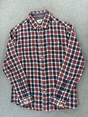 The Normal Brand 100% Cotton Plaid Button Down Shirt (Men’s Medium) Red