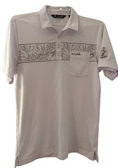 TravisMathew Polo Shirt Men’s Medium White Pocket Golf Shirt Indian Wood
