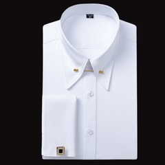 Mens Dress Shirts Luxury Business French Cuff Bamboo Formal Wedding Shirts Tops