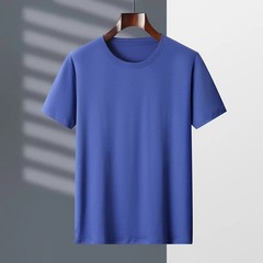 2026 Summer 100% Mercerized Cotton Men Silk T-shirts O-Neck Short Sleeve Loose S