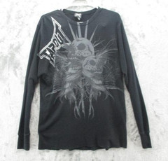 NWOT Vintage Tapout Shirt Mens XL Black Thermal Long Sleeve Skull Graphic MMA