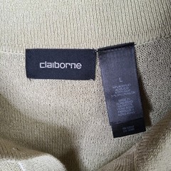Claiborne Shirt Mens L Green Polo Short Sleeve Knit Acrylic Nylon Casual Retro