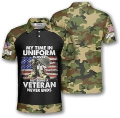 Army Veteran Polo Shirt Patriotic Polo for Men, Military Soldier AOP Polo Shirt
