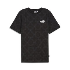 PUMA Logomania Graphic Crew Neck Short Sleeve T-Shirt Mens Black Casual Tops 683