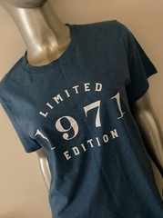51th Birthday Vintage Limited Edition Born in 1971 T Shirt Size M Medium Turq
