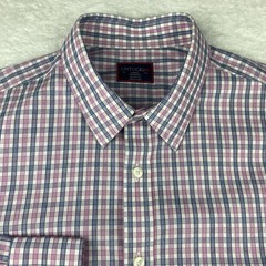 UNTUCKit Dress Shirt Mens Large Pink/Blue Checks Wrinkle Free