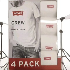Mens Levis White Cotton Crew T Shirts Size S, M, L, XL Pack Of 4