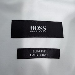 BOSS Hugo Boss Men’s White Slim Fit Easy Iron Dress Shirt Neck 15 Long Sleeve