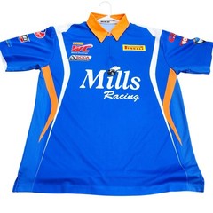 Racer Ink Mills Racing Pirelli SCCA Pro Racing Blue Pit Crew Shirt Mens XL