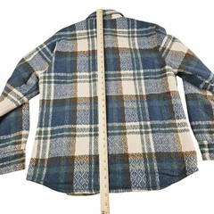 Lucky Brand Jacket Men Large Plaid Wool Blend Button Front Shirt Shacket Quitted