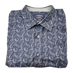 Charles Tyrwhitt Shirt Mens Large Blue Floral Leaf Casual Cotton Classic Fit But