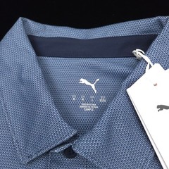 Puma Polo Shirt Golf Mens -M- Cloudspun Navy Blue White Dot Performance- Stretch