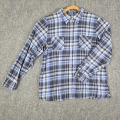 L.L.Bean XL Blue Plaid Flannel Shirt Button Down Cotton Classic Outdoor