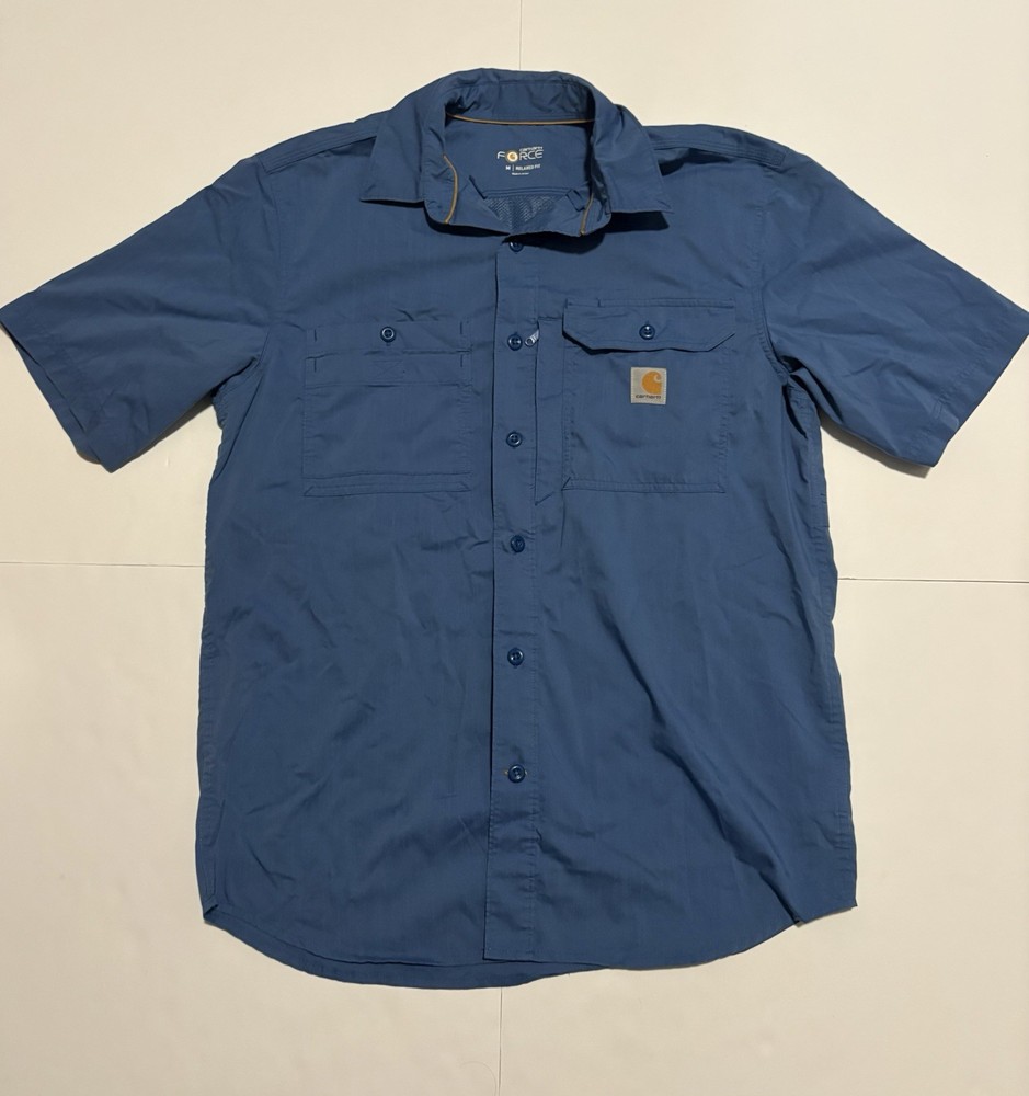 Carhartt Force Polo Shirt Mens 2XL Blue Relaxed Fit Short Sleeve Work Casual