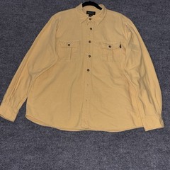 Eddie Bauer Button Up Shirt Mens L Yellow LS Cotton Utility Work Gorpcore