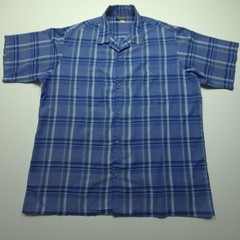 VTG Triumph California Mens Shirt XL Blue Plaid Dual Pocket Light Casual Summer