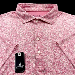 Johnnie O Performance Golf Floral Wildflower Print Polo Shirt Red Large