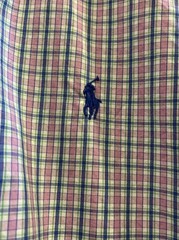 Ralph Lauren Mens Classic Fit Pink Blue Check Short Sleeve Button Down Shirt L
