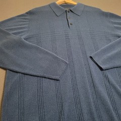 Vintage Dockers Long Sleeve Polo Shirt Mens Size XLT Blue Pullover 100% Acrylic