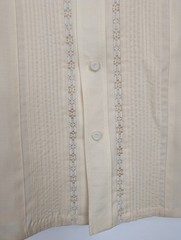 Vintage Beau Tiki Shirt Mens Large Beige Long Sleeve Lace Panel Dress Hawaii 70s