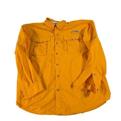 Columbia PFG Bahama II Long Sleeve Fishing Shirt Orange Mens Medium FM7048