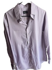 Giorgio Armani Made in Italy 100% Cotton Dress Shirt 42 16.5 Lavender Check